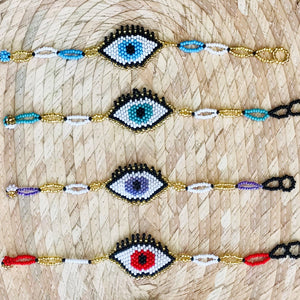 Pulsera chaquira ojo turco