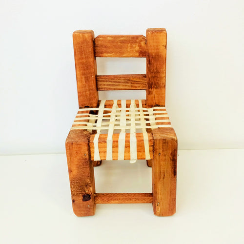 Sillita deco madera y cuero