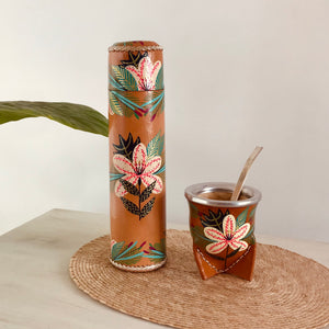 Juego de mate y termo pintados a mano