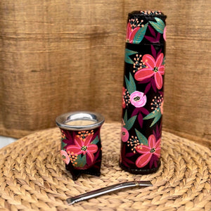 Juego de mate y termo pintados a mano